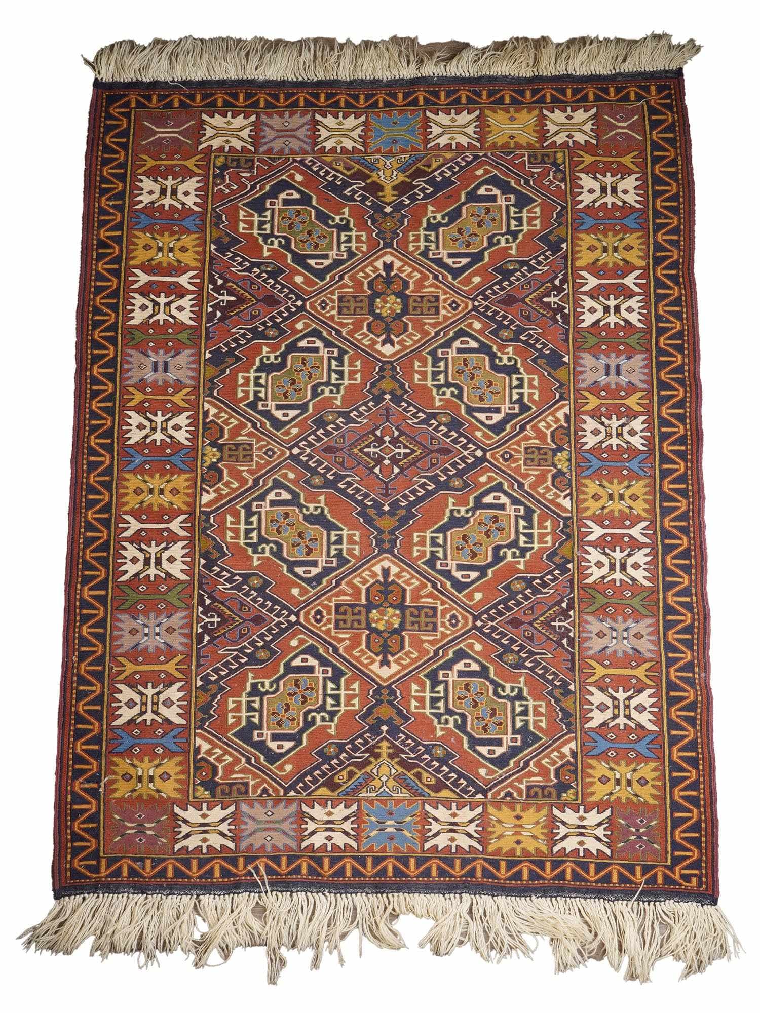 VINTAGE CAUCASIAN HAND KNOTTED WOOL AREA RUG (1 of 7)