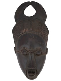 WEST AFRICAN BAULE PEOPLE WOOD MASK FROM IVORY COAST