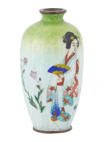 ANTIQUE JAPANESE MEIJI ERA GINBARI CLOISONNE VASE