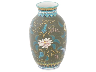 ANTIQUE JAPANESE CLOISONNE ENAMEL PORCELAIN VASE