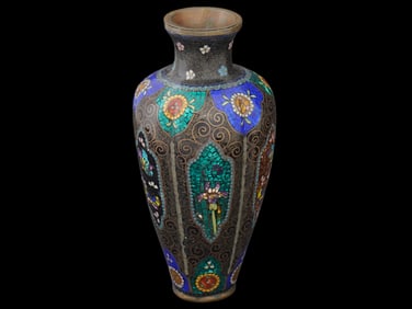 ANTIQUE JAPANESE MEIJI PERIOD CLOISONNE ENAMEL VASE