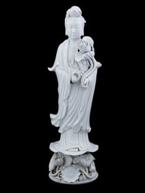 CHINESE BLANC DE CHINE GUANYIN PORCELAIN SCULPTURE