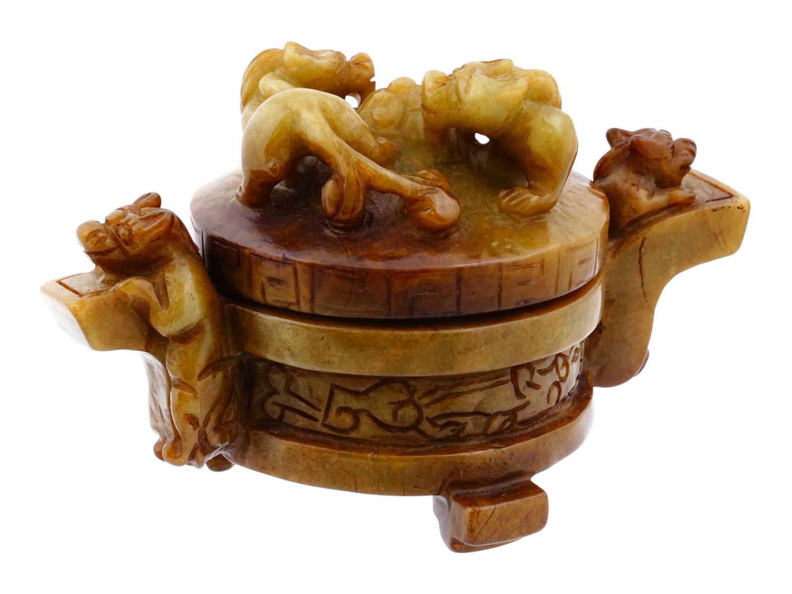 VINTAGE CHINESE CARVED SOAPSTONE INCENSE BURNER (1 of 11)