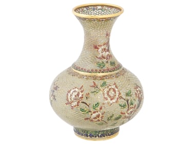 CHINESE PLIQUE A JOUR ENAMEL STAINED GLASS VASE