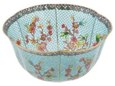 CHINESE PLIQUE A JOUR ENAMEL STAINED GLASS BOWL