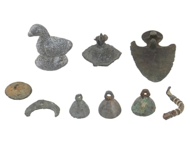 GROUP OF ANCIENT ROMAN BRONZE FIGURAL PIECES