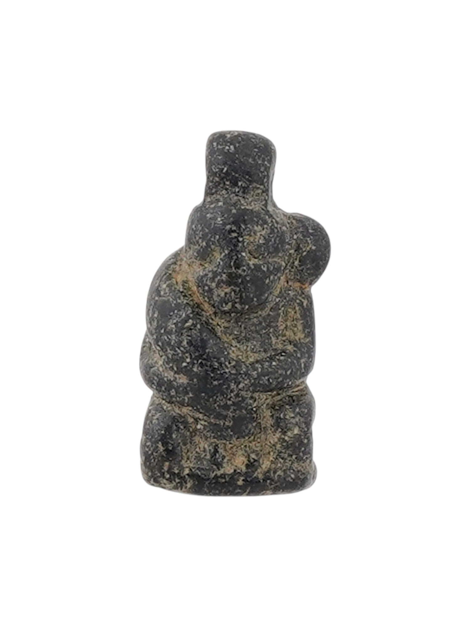 ANCIENT EGYPTIAN LATE PERIOD STEATITE EROTIC PENDANT: An ancient Egyptian carved steatite pendant, dating to the Late Period, 700 to 200 BC, carved in an erotic motif symbolic of fertility and regeneration. Such amuletic objects were believed to hold pro