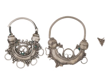 TWO ANCIENT GRECO ROMAN SILVER EARRINGS