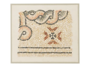 ANCIENT ROMAN BYZANTINE LOTUS FLOWER MOSAIC