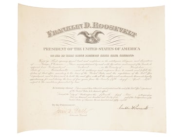1934 AMERICAN PRESIDENT ROOSEVELT DOCUMENT SIGNED