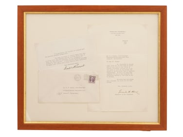 AMERICAN FRAMED LETTERS SIGNED BY PRESIDENT ROOSEVELT
