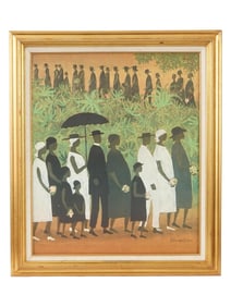 MID CENTURY PRINT ON CANVAS SIGNED ELLIS WILSON