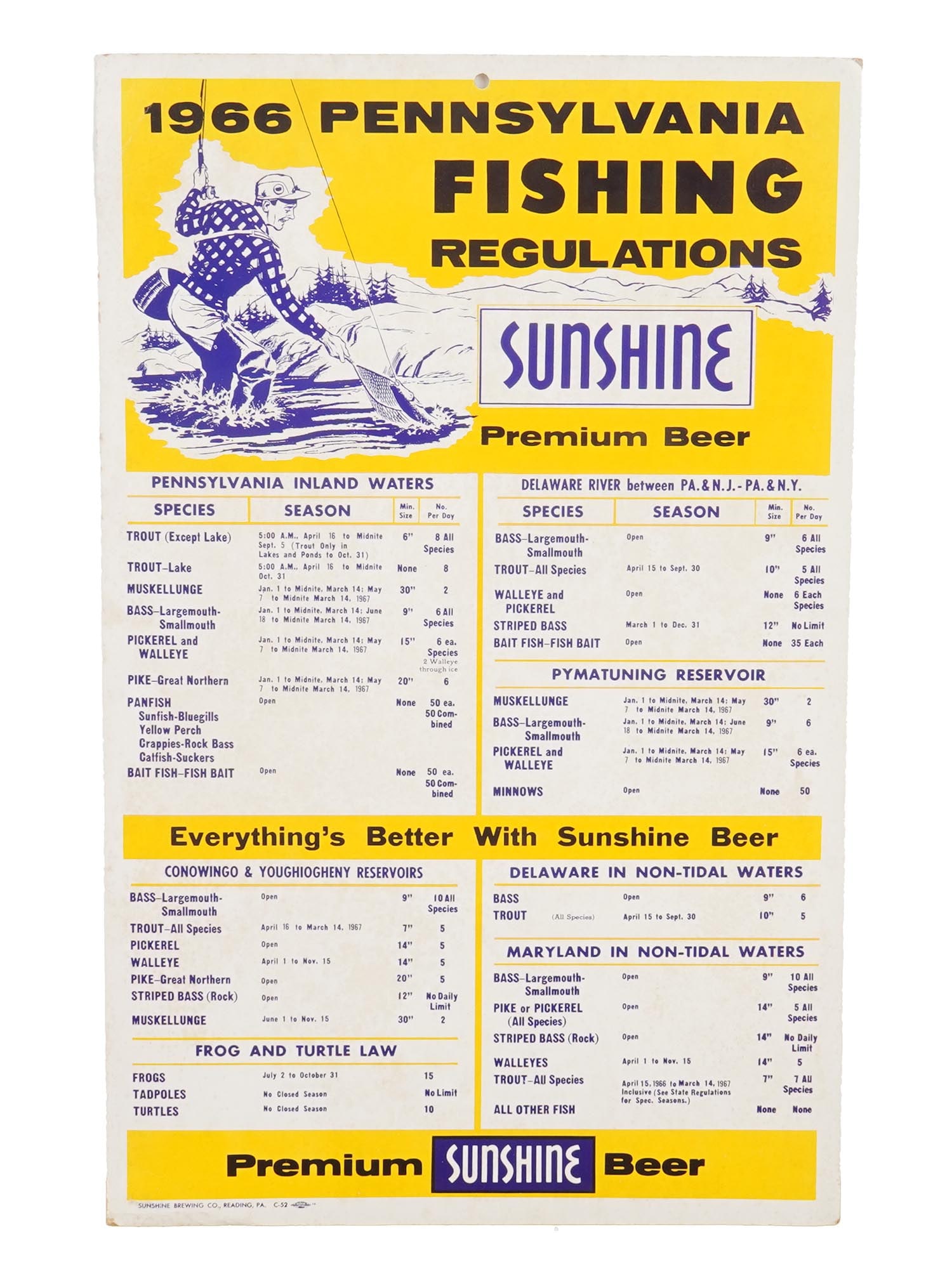 1966 SUNSHINE PREMIUM BEER ADVERTISING CARDBOARD (1 of 5)
