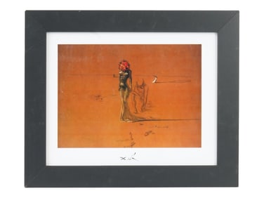 SPANISH SALVADOR DALI WOMAN W FLOWER HEAD PRINT