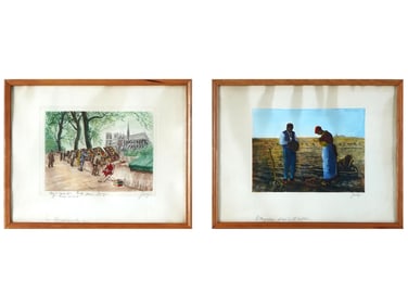 MID CENT FRENCH COLOR ETCHINGS SIGNED GEORG