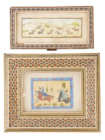 LOT OF PERSIAN MINIATURE PAINTINGS ON NATURAL PANELS