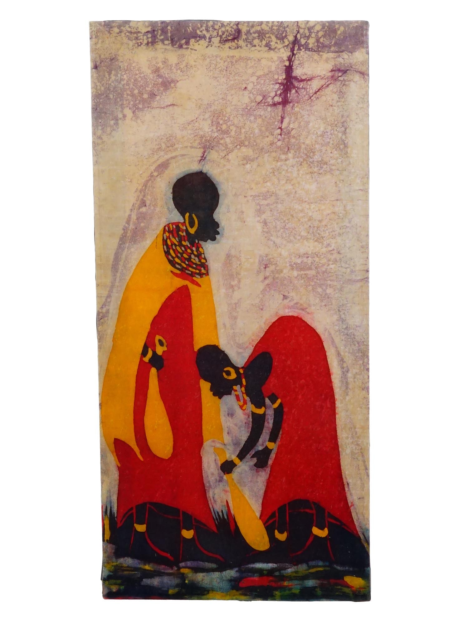 AFRICAN BATIK ART TRIBAL SCENE TWO WOMEN PAINTING (1 of 8)