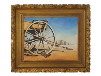 MID CENTURY OIL PAINTING SIGNED DAWES SENARS WAGON