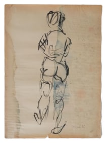 ATTR TO ELAINE DE KOONING MIXED MEDIA PAINTING ON PAPER