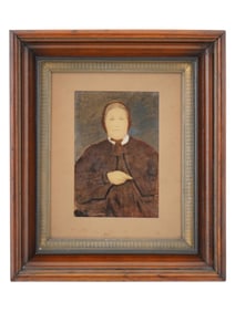 ANTIQUE MIXED MEDIA PORTRAIT PAINTING CIRCA 1880S