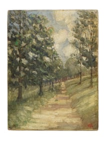 FOREST LANDSCAPE OIL PAINTING SIGNED