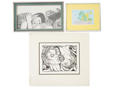 LOT OF ILLUSTRATIONS PAINTINGS AND PRINT SIGNED