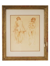 RAPHAEL SOYER AMERICAN FEMALE NUDE WATERCOLOR PAINTING