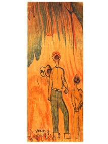 MID CENTURY PAINTING ON WOOD BOARD SIGNED YOUNG