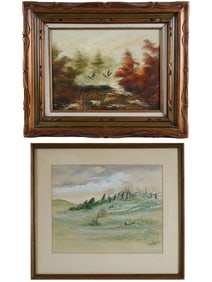 MID CENTURY AMERICAN LANDSCAPE PAINTINGS SIGNED