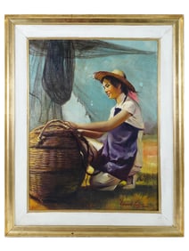 ARGENTINIAN PORTRAIT PAINTING BY MORANDO LUGUE SIGNED