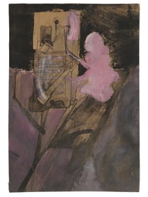 1969 ABSTRACT MIXED MEDIA PAINTING BY RICHARD GANES