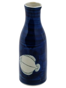 VINTAGE CERAMIC SAKE TOKKURI BOTTLE WITH A FISH MOTIF