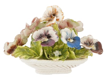 ITALIAN CAPODIMONTE STYLE PORCELAIN FLOWER BASKET