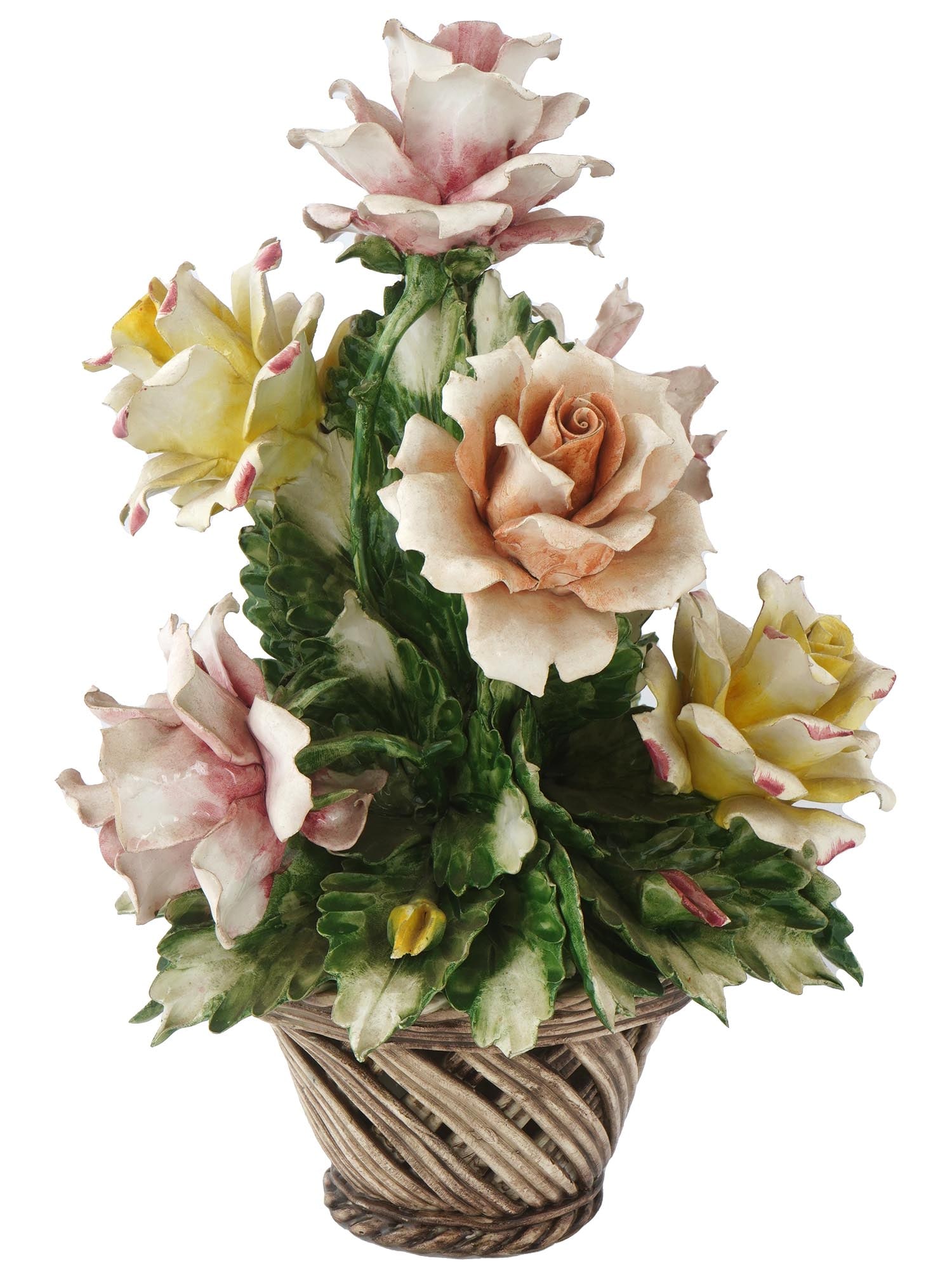 ITALIAN CAPODIMONTE PORCELAIN BASKET WITH FLOWERS (1 of 7)