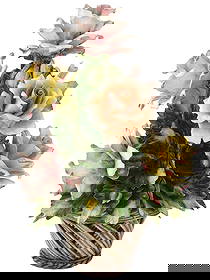 ITALIAN CAPODIMONTE PORCELAIN BASKET WITH FLOWERS: A vintage Italian Capodimonte hand painted polychrome porcelain figural group depicting a basket with colorful flowers. Circa: 1950s to 1970s. Marked with a blue ink stamp of Capodimonte on the bottom