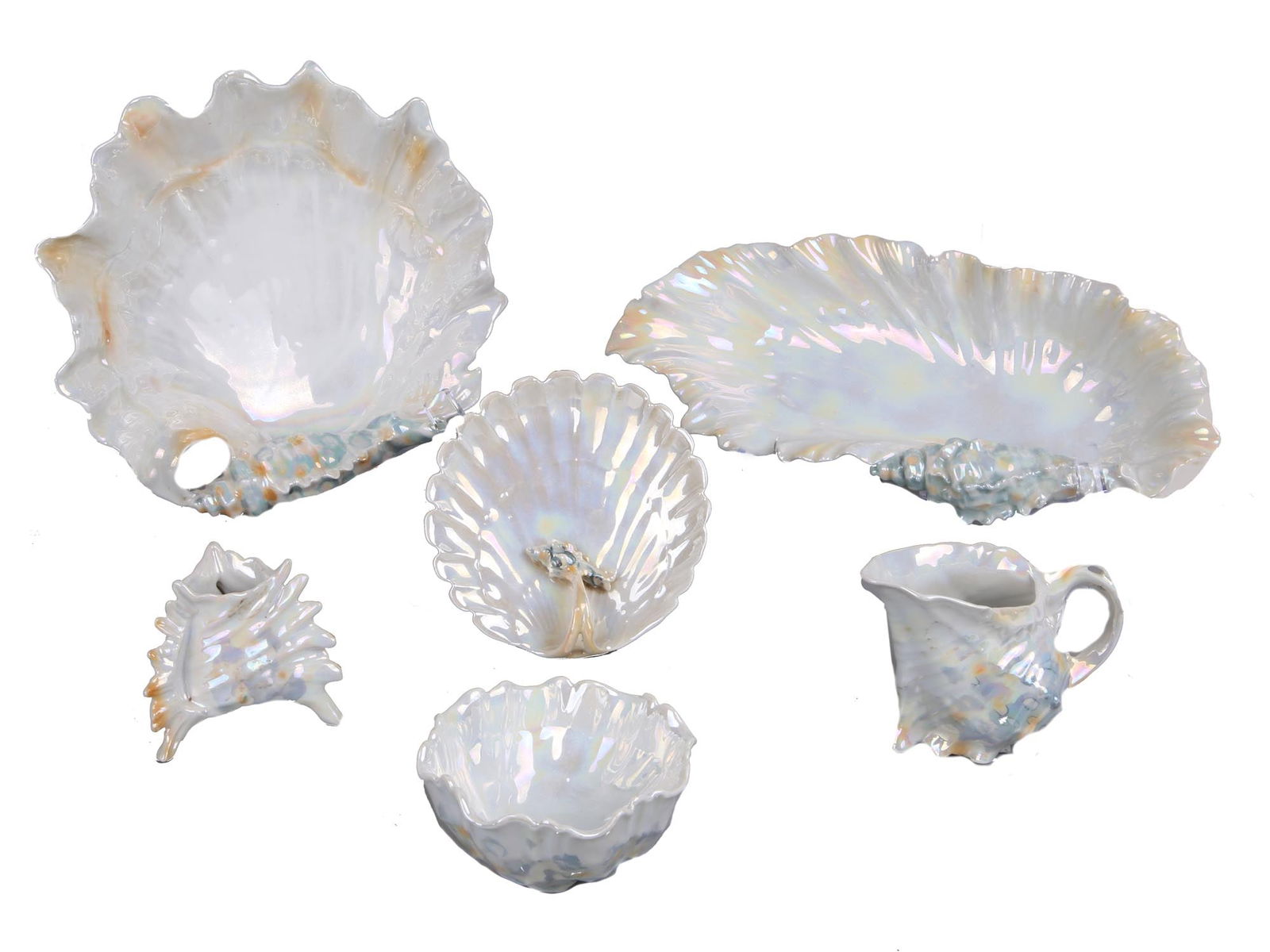 ROYAL BAYREUTH PORCELAIN CONCH SHELL BOWLS AND VASES (1 of 7)