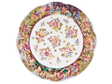 CAPODIMONTE CHERUBS HAND PAINTED PORCELAIN PLATE