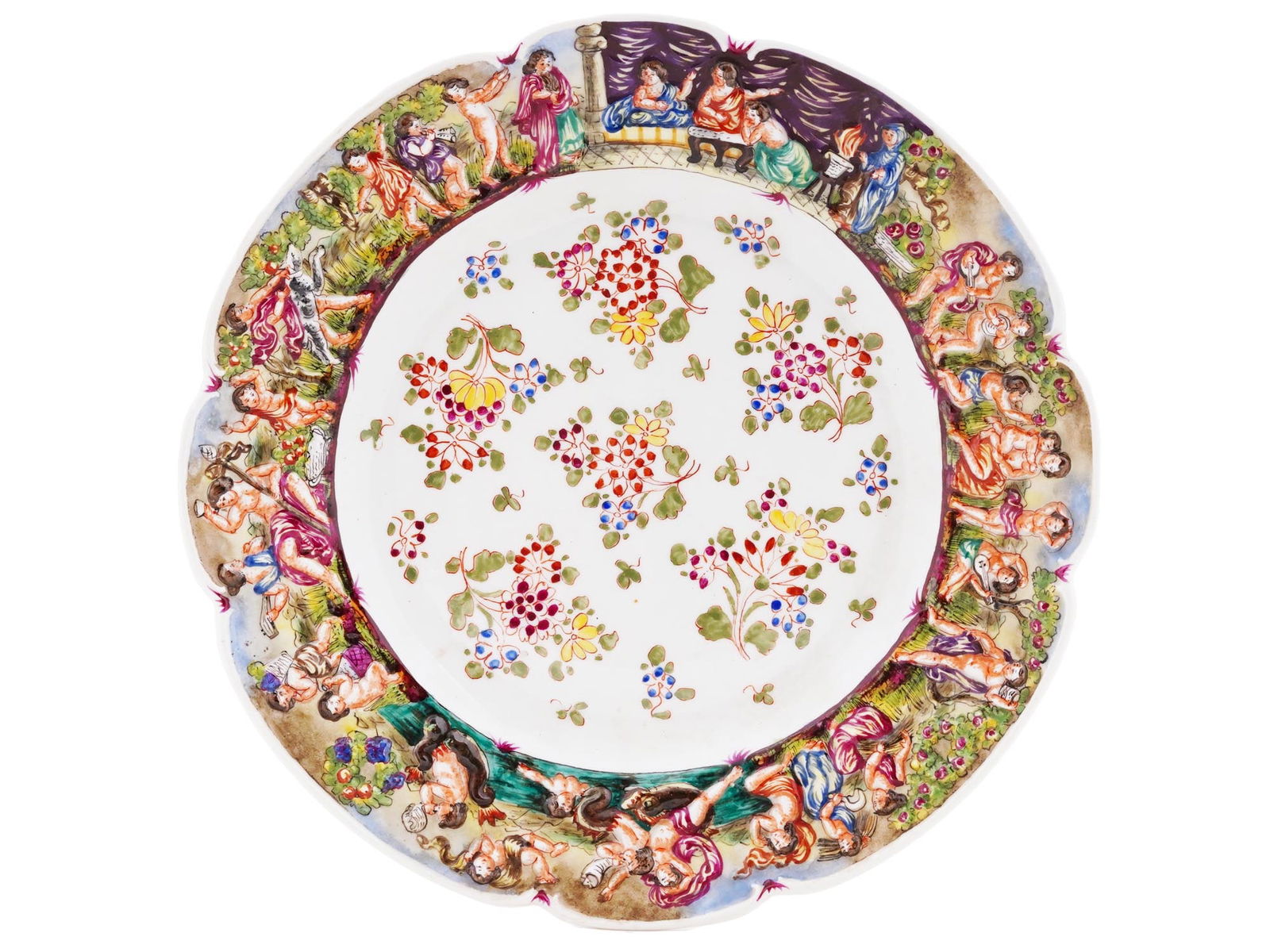 CAPODIMONTE CHERUBS HAND PAINTED PORCELAIN PLATE (1 of 4)