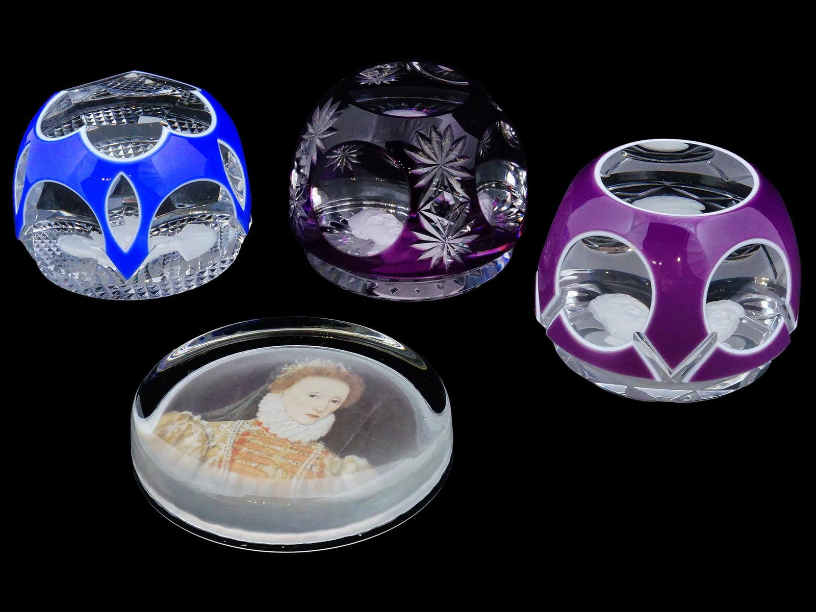 3 VTG BACCARAT CRYSTAL AND 1 GLASS PAPERWEIGHTS (1 of 11)