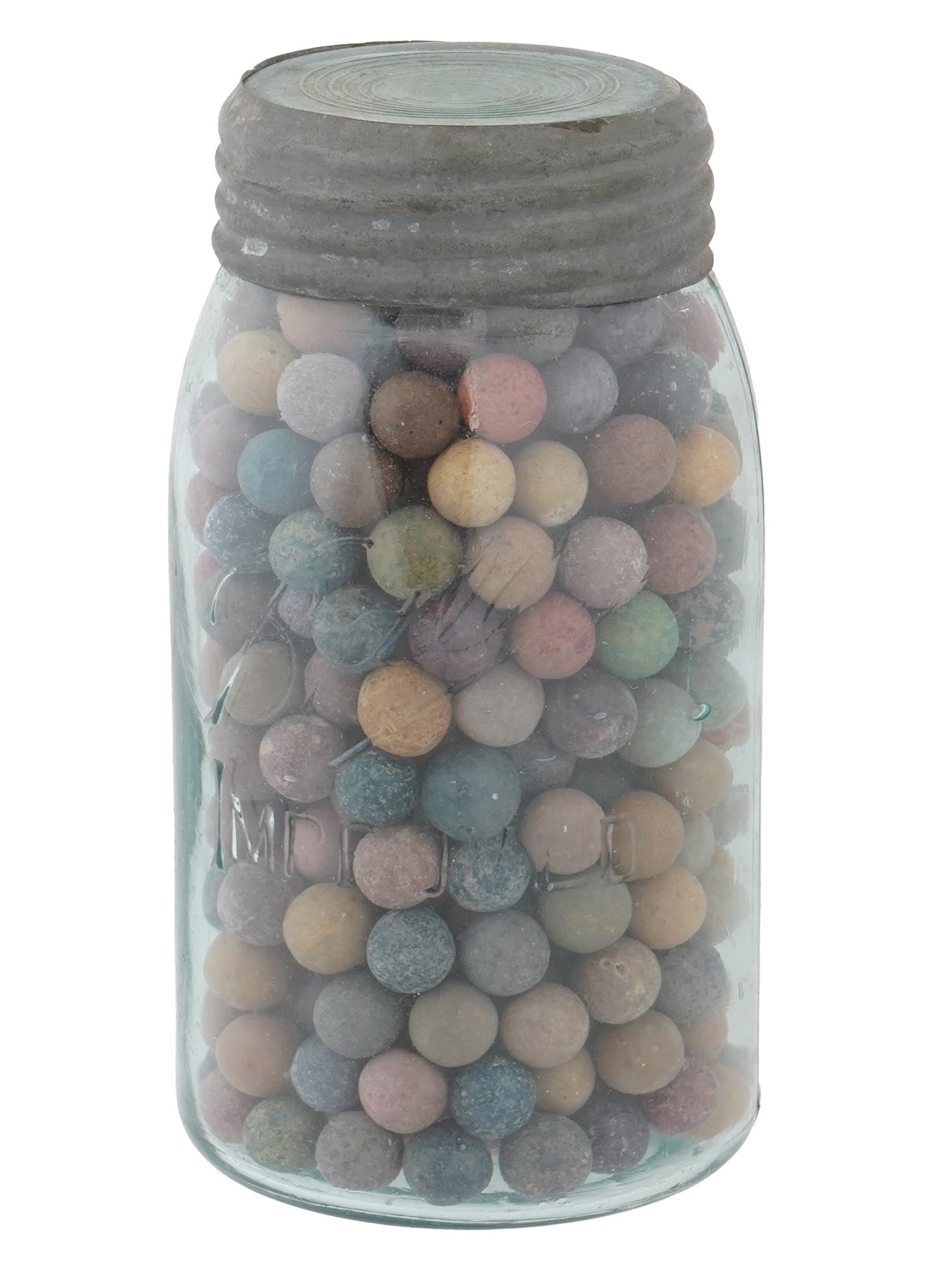 GLASS MASON JAR WITH MULTICOLOR CLAY MARBLES (1 of 7)