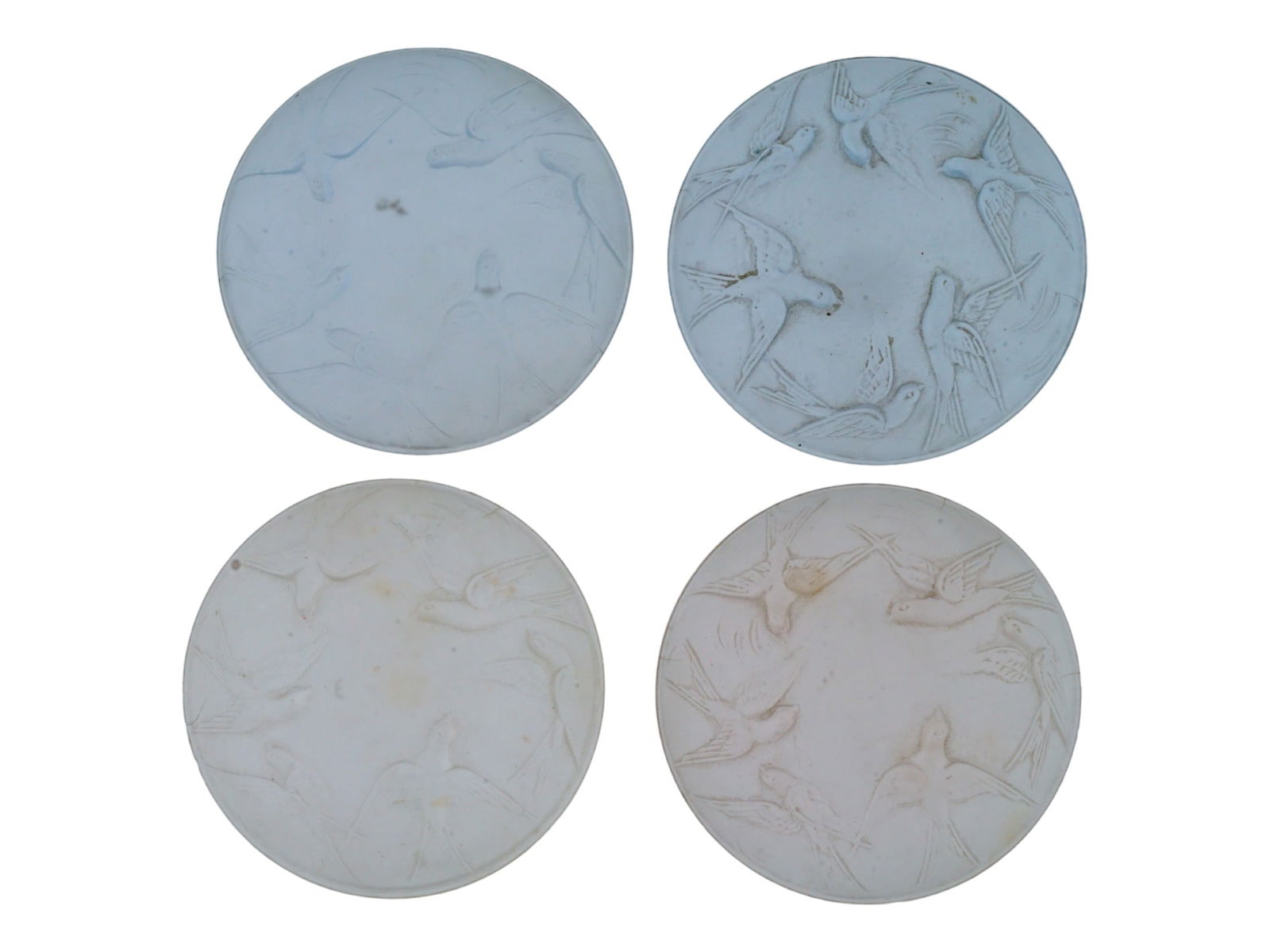 LALIQUE STYLE FROSTED GLASS NUT BOWLS WITH BIRDS (1 of 8)