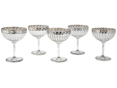 ART DECO STERLING SILVER OVERLAY LARGE GLASS GOBLETS