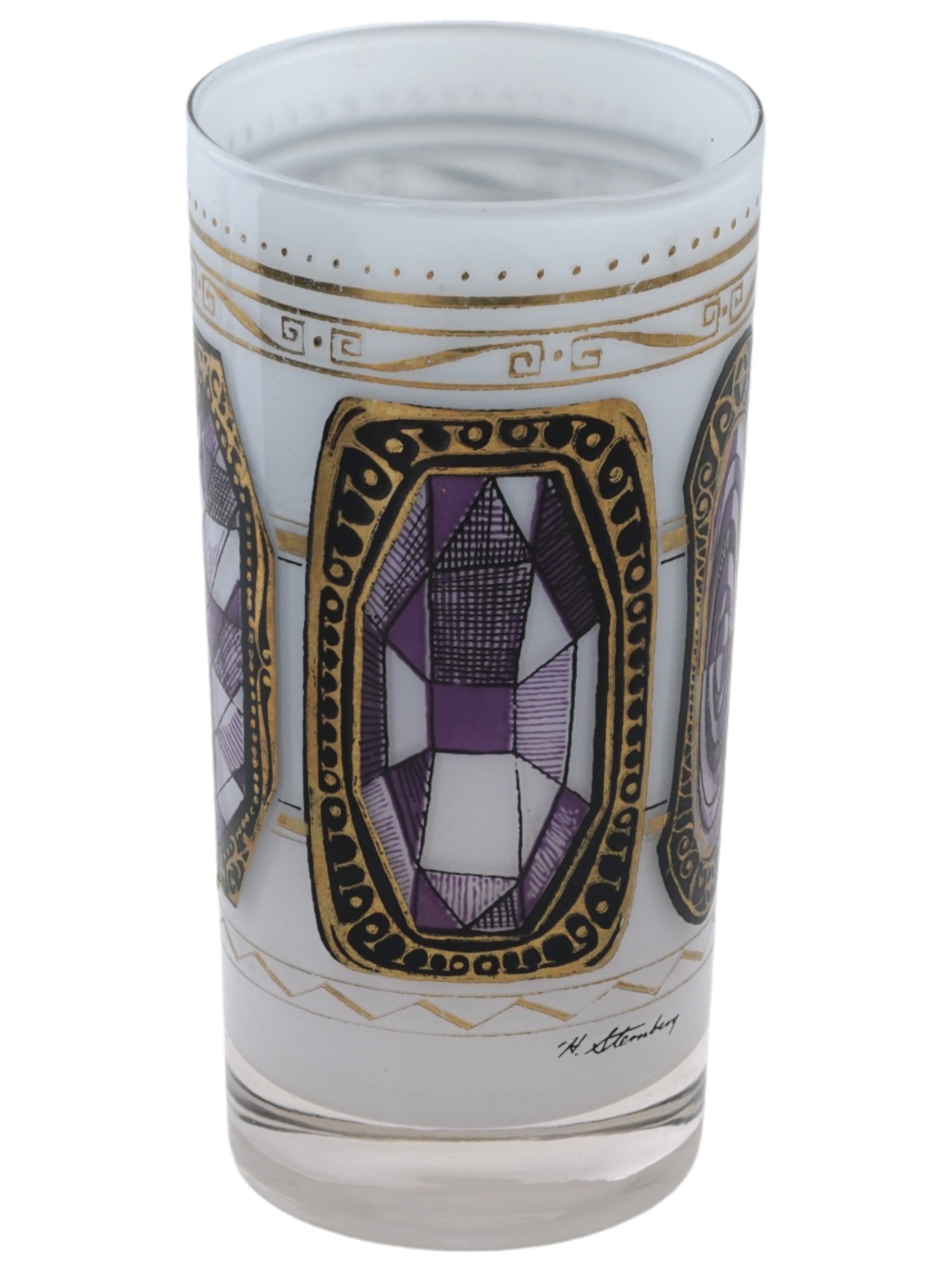 VINTAGE HARRY STERNBERG 22K GOLD RAISED DESIGN GLASS (1 of 6)