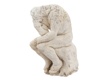 VTG CARVED STONE STATUE AFTER AUGUSTE RODIN THE THINKER