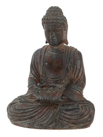 HAND CARVED WOODEN BUDDHA STATUE CANDLE HOLDER