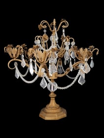 VINTAGE SIX ARMED FLORAL GILT METAL CANDLE HOLDER