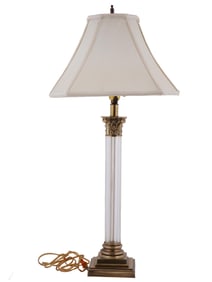 WATERFORD CRYSTAL COLUMN TABLE LAMP WITH SHADE