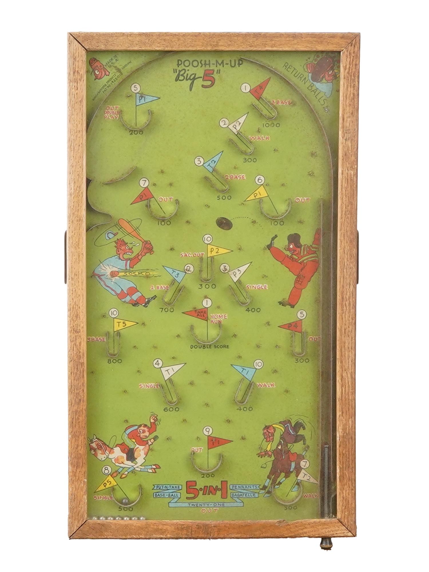 VINTAGE MECHANICAL TABLETOP PINBALL STYLE GAME BIG 5 (1 of 7)