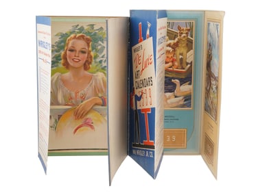 VINTAGE AMERICAN WRIGLEYS DE LUXE ART CALENDARS 1939