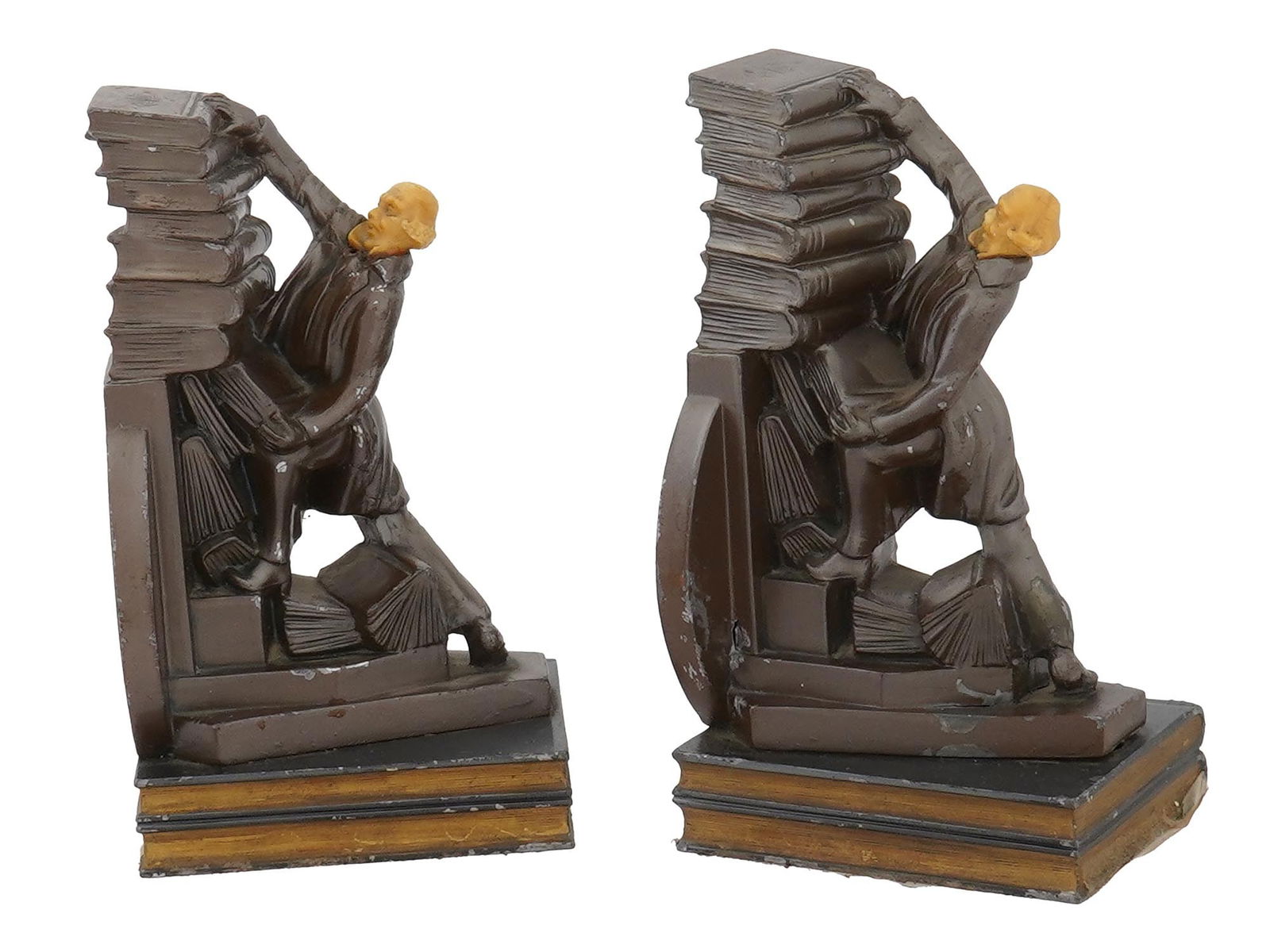 VINTAGE BRONZE ART DECO METAL BOOKENDS BY J B HIRSCH (1 of 7)